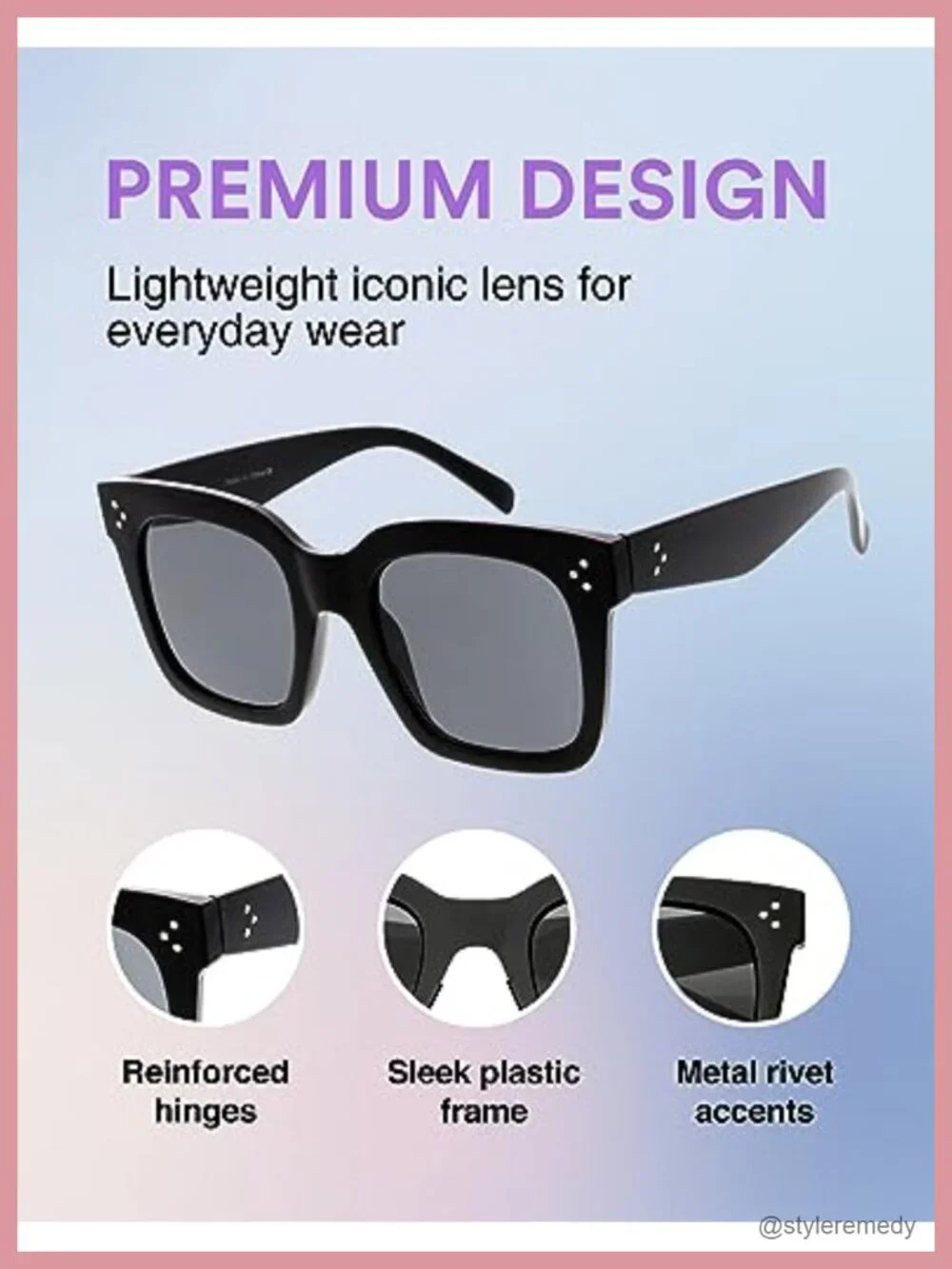 Polarized Oversized Square Sunglasses UV400 Protection